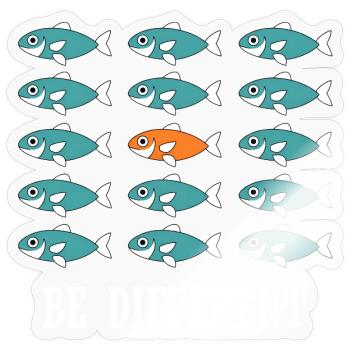 Be Different and unique swimming Fishes - Sticker Größe S (10 x 10 cm) - Transparent glänzend - Vorne