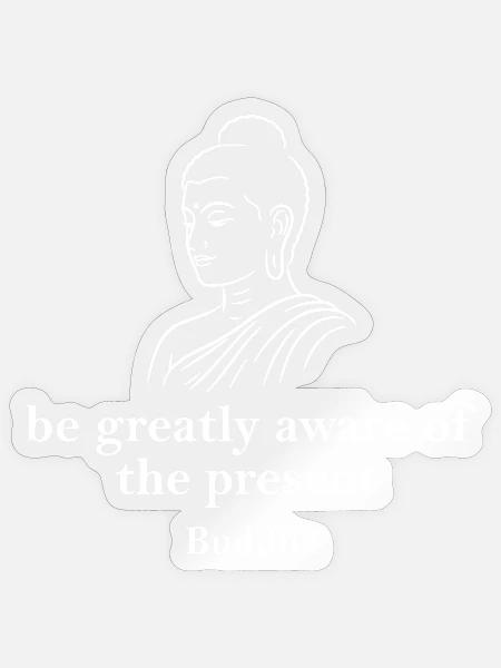 Be Present Buddha Linienkunst - Sticker Größe S (10 x 10 cm) - Transparent glänzend