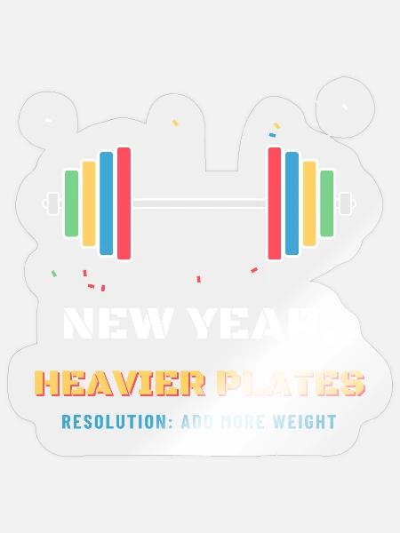 Neujahr Schwerere Teller Lustiges Gewichtheben - Sticker Größe S (10 x 10 cm) - Transparent glänzend