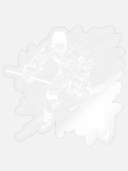 Eishockeyspieler Line Art - Sticker Größe S (10 x 10 cm) - Transparent glänzend