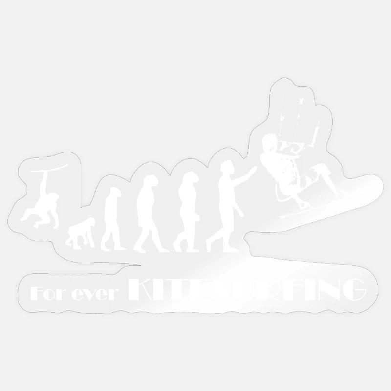 Evolution KITESURFING -SURFER KITESURFER Geschenk - Sticker Größe S (10 x 10 cm) - Transparent glänzend