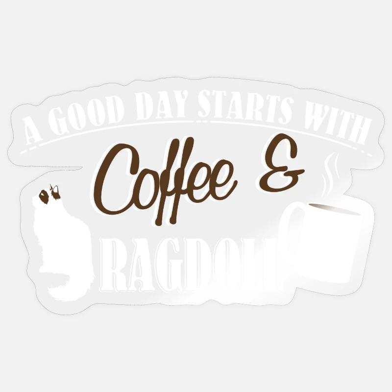 Coffee Ragdoll - Sticker size S (10 x 10 cm) - transparent glossy