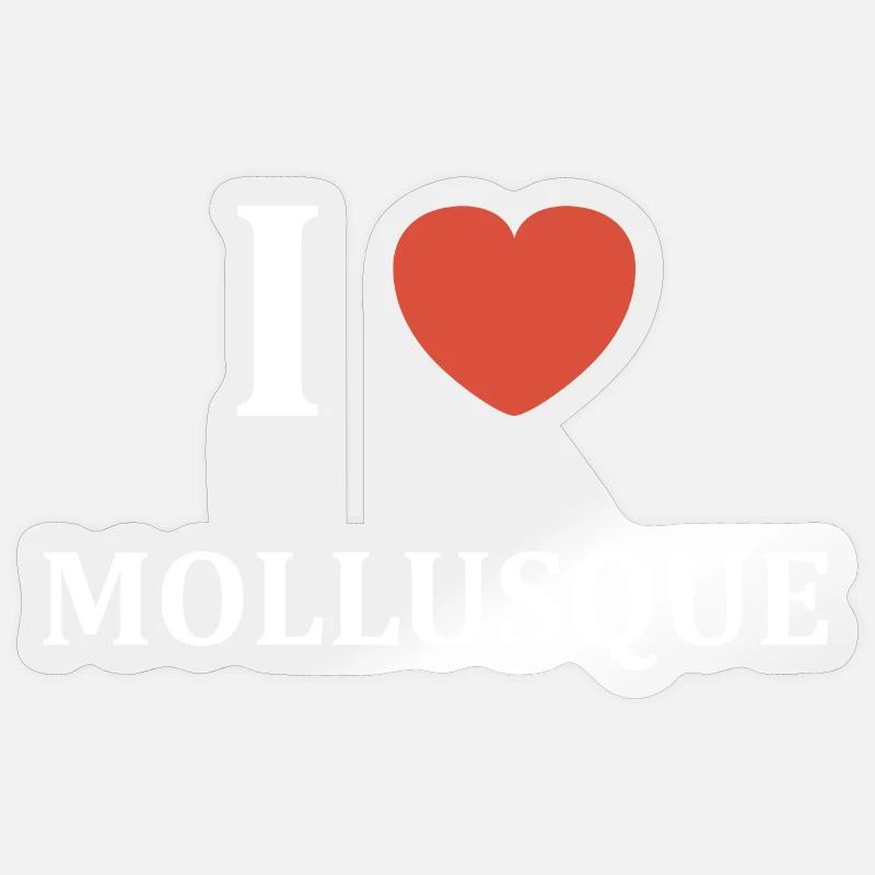 i love mollusque - Sticker taille S (10 x 10 cm) - brillant transparent