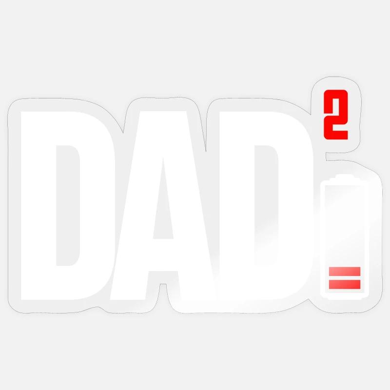 Dad Power Squared Battery Icon - Sticker size S (10 x 10 cm) - transparent glossy