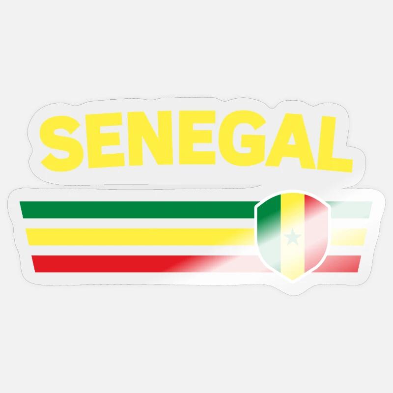 Senegal fan tshirt/trikot for global competitions - Sticker size S (10 x 10 cm) - transparent glossy