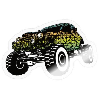 Monster Truck Schädel Gradient - Sticker Größe S (10 x 10 cm) - Transparent glänzend - Vorne