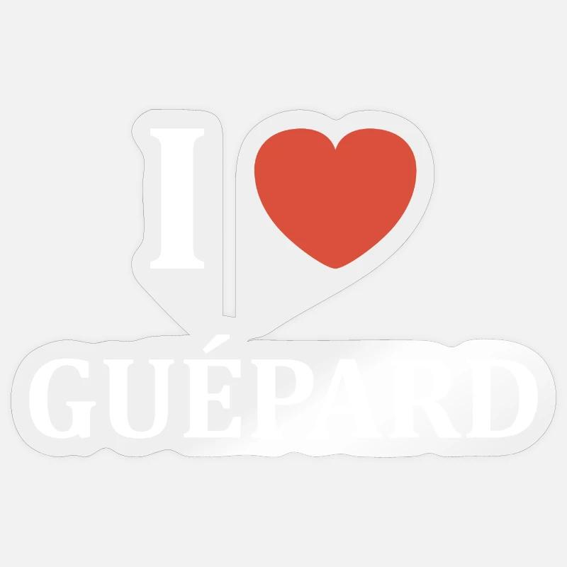 i love Guépard - Sticker taille S (10 x 10 cm) - brillant transparent