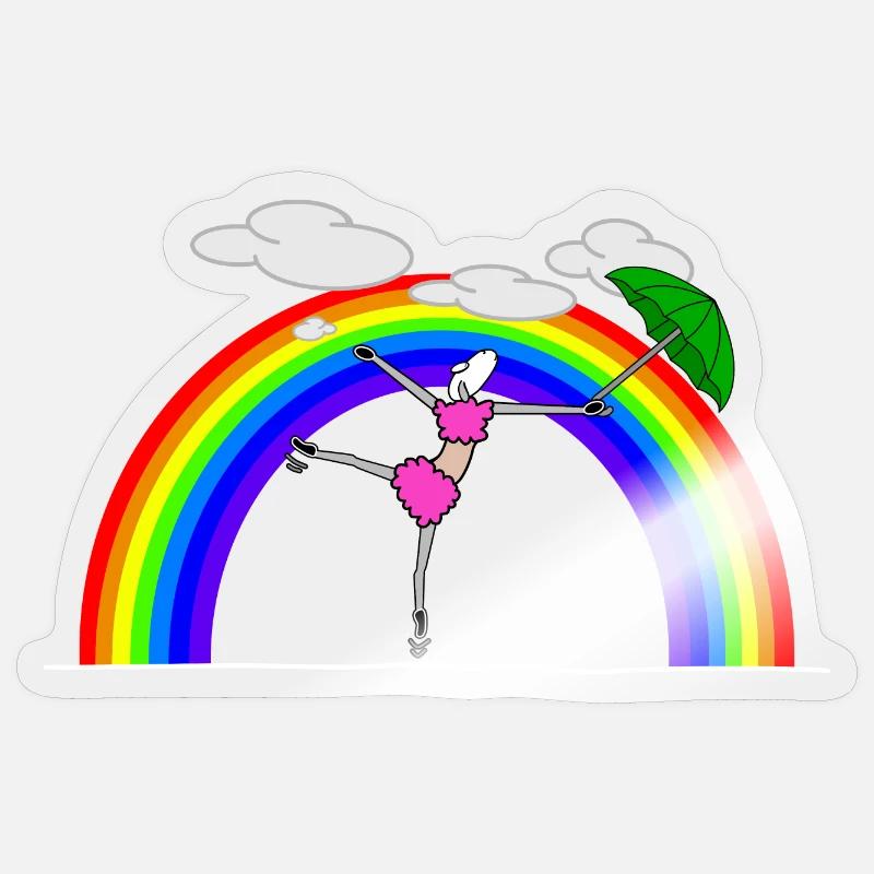 Dancing in the rainbow - Sticker size S (10 x 10 cm) - transparent glossy