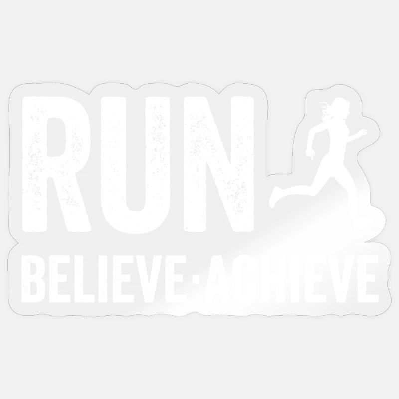 Marathon - Courir. Croire. Accomplir. - Sticker taille S (10 x 10 cm) - brillant transparent