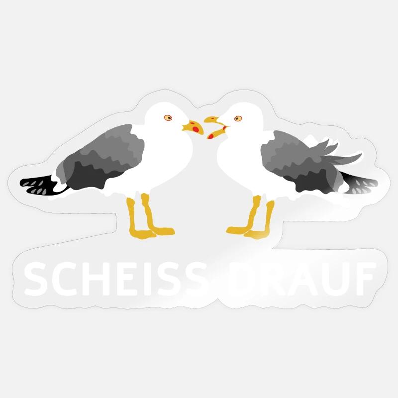 Möwe, Seemöwe, Vogel, Sprüche, Schwarzer Humor Sticker Größe S (10 x 10 cm)