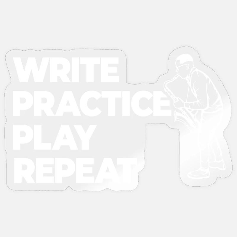 Writing, practicing, playing, repeating - Sticker size S (10 x 10 cm) - transparent glossy