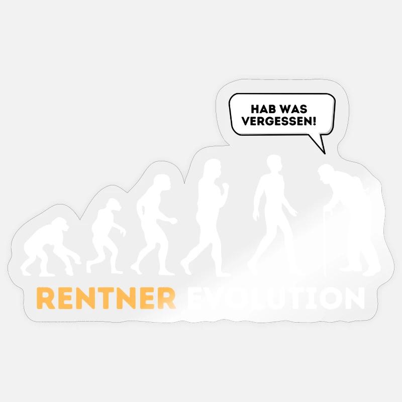 Rentner Evolution Lustig Ruhestand - Sticker Größe S (10 x 10 cm) - Transparent glänzend