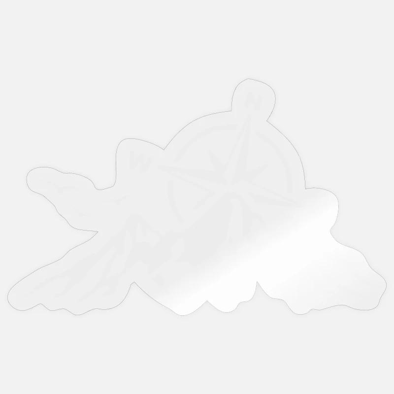Compass Mountains Camping Randonnée Voyage - Sticker taille S (10 x 10 cm) - brillant transparent