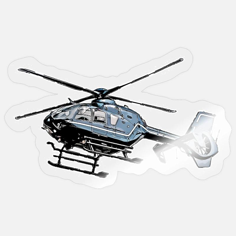Hélicoptère - Sticker taille S (10 x 10 cm) - brillant transparent