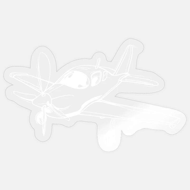 Propeller Plane Lineart - Sticker size S (10 x 10 cm) - transparent glossy