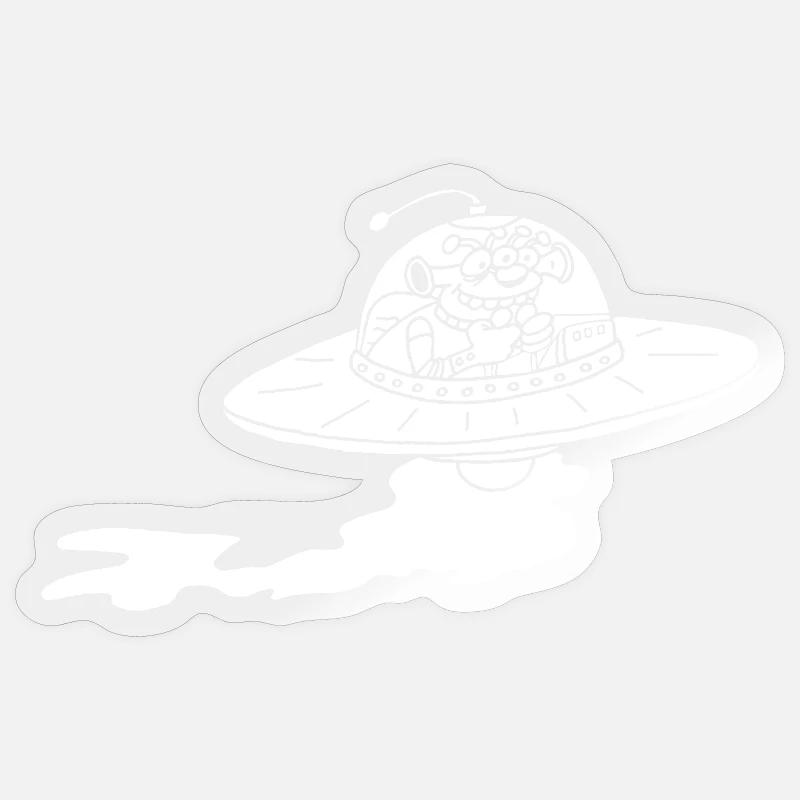 Vaisseau spatial extraterrestre (blanc) - Sticker taille S (10 x 10 cm) - brillant transparent