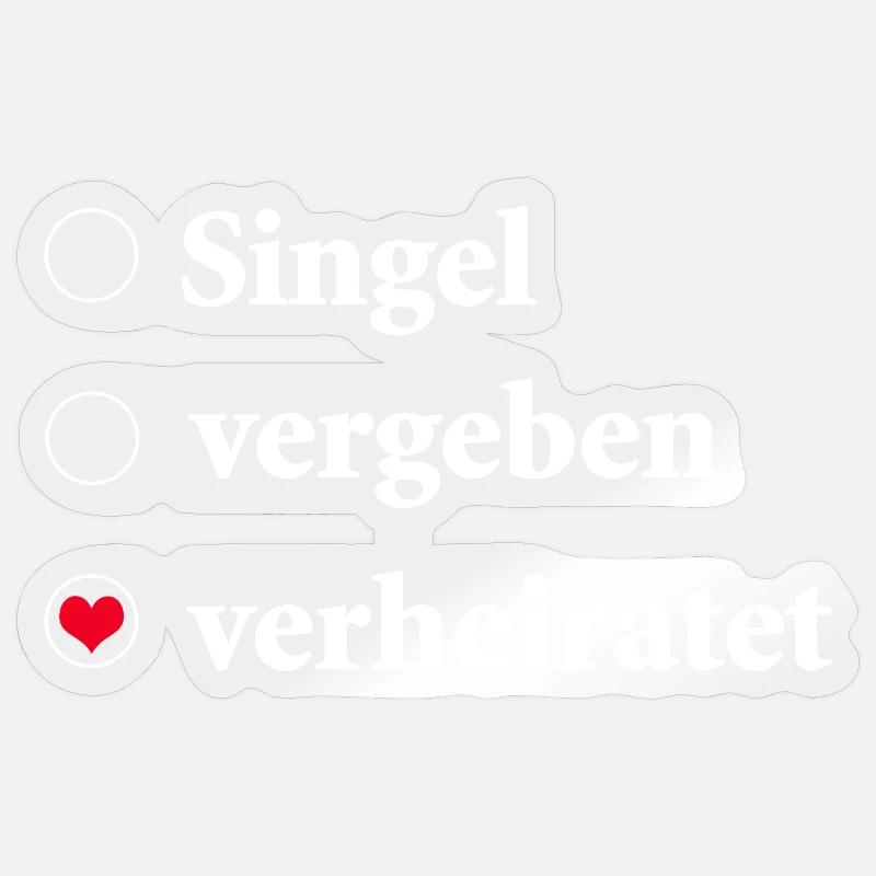 Sélection du statut de la relation Célibataire - Coeur marié Sticker taille S (10 x 10 cm)