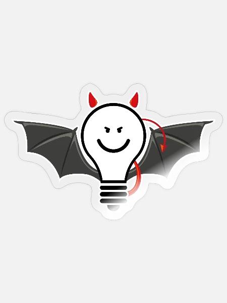 Glühbirne mit Teufelshörnern – freches Lichtmotiv - Sticker Größe S (10 x 10 cm) - Transparent glänzend