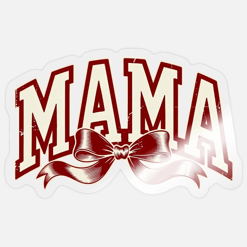 Mama Schleife Rot – Starkes Mama Statement - Sticker Größe S (10 x 10 cm) - Transparent glänzend