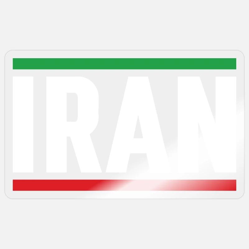 Iran Drapeau Typographie Forte Sticker taille S (10 x 10 cm)