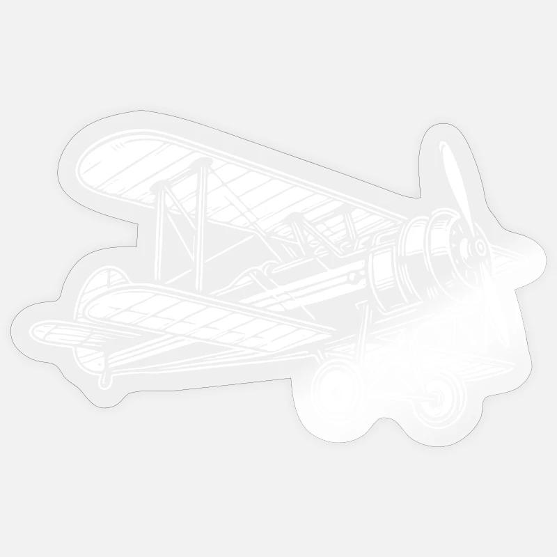 Biplane Oldtimer, conception classique d’avion - Sticker taille S (10 x 10 cm) - brillant transparent