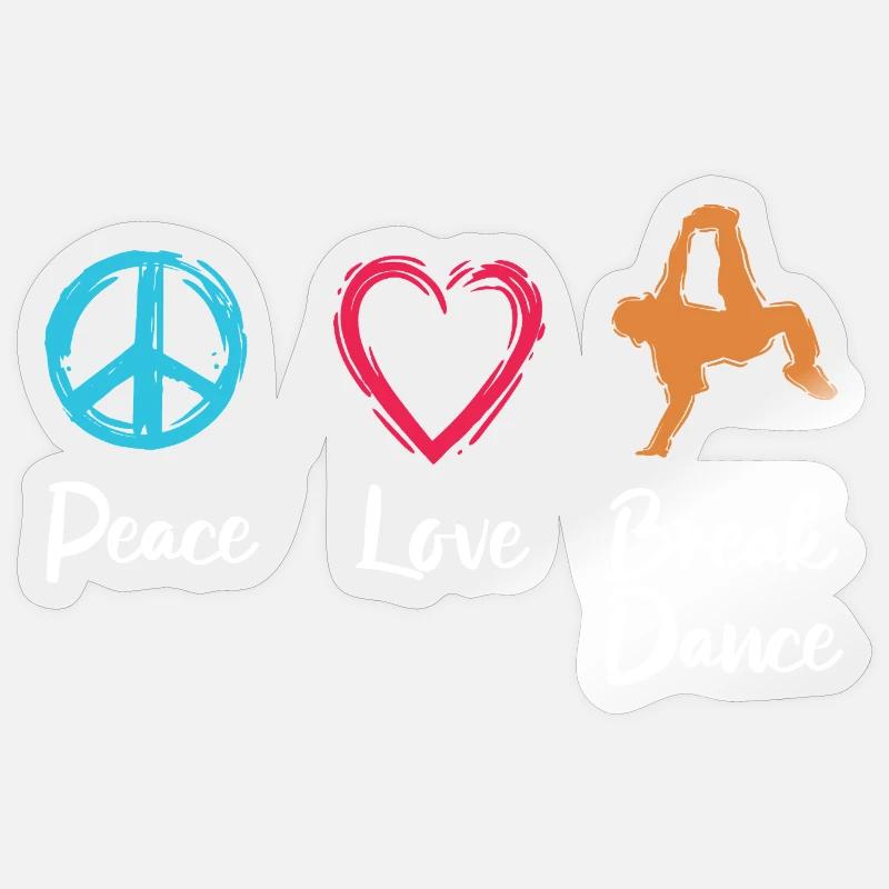 Breakdance Paix Amour - Sticker taille S (10 x 10 cm) - brillant transparent