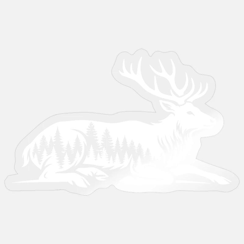 Cerf - Sticker taille S (10 x 10 cm) - brillant transparent