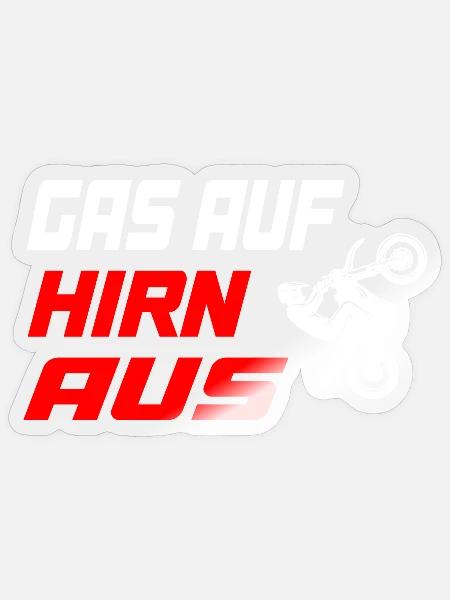 Gas_auf_Hirn_aus - Sticker Größe S (10 x 10 cm) - Transparent glänzend
