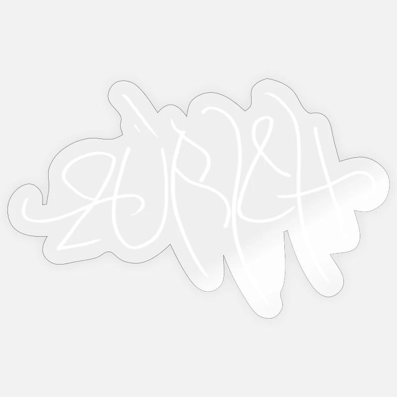 Lettrage Graffiti Zprich - Sticker taille S (10 x 10 cm) - brillant transparent