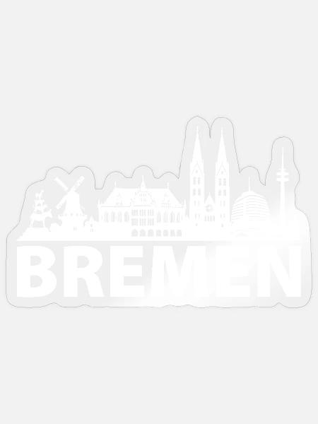 BREMEN Skyline weiss - Sticker Größe S (10 x 10 cm) - Transparent glänzend