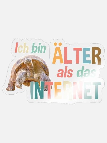Älter als das Internet - Schildkröte - Sticker Größe S (10 x 10 cm) - Transparent glänzend