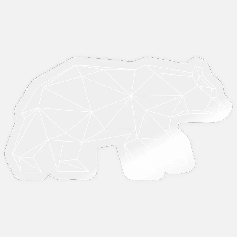 Grizzly bear in Triangle design (white) - Sticker size S (10 x 10 cm) - transparent glossy