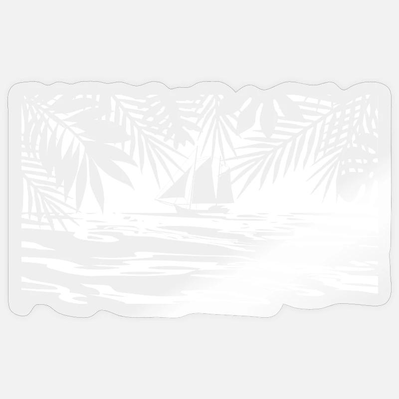 Caraïben, eiland, schip Sticker maat S (10 x 10 cm)