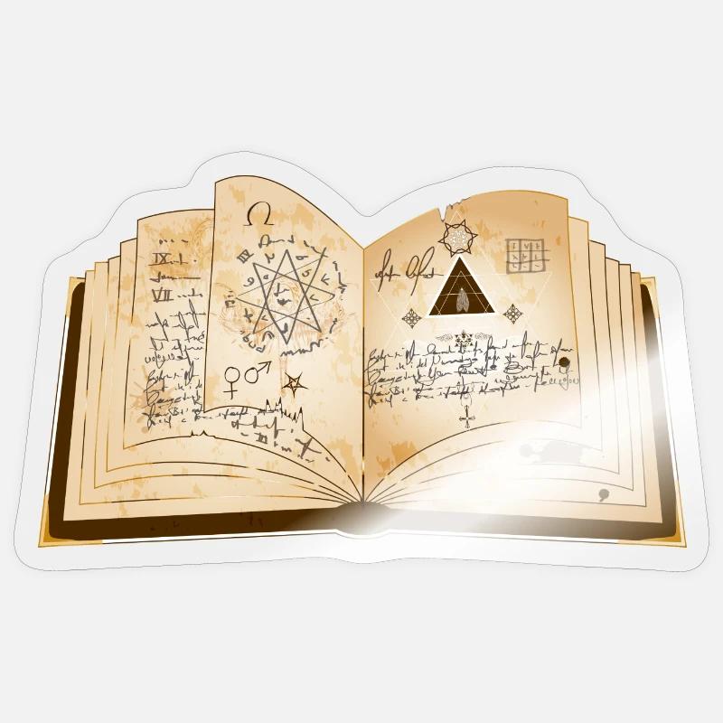 ancient magic book with ancient spells Sticker size S (10 x 10 cm)