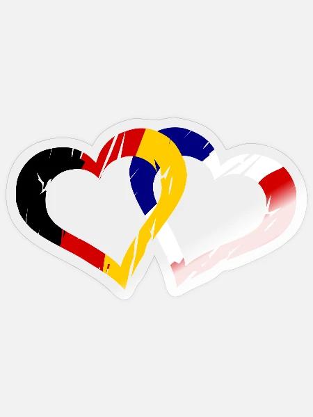 Französisch Deutsche Liebe - Sticker Größe S (10 x 10 cm) - Transparent glänzend