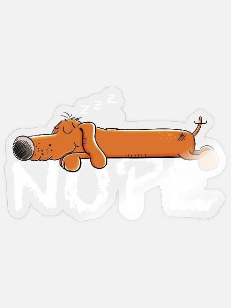 Schlafender Dackel I Dachshund I Teckel I Hund - Sticker Größe S (10 x 10 cm) - Transparent glänzend