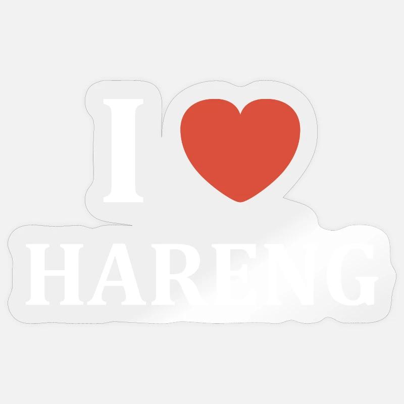 i love hareng - Sticker taille S (10 x 10 cm) - brillant transparent