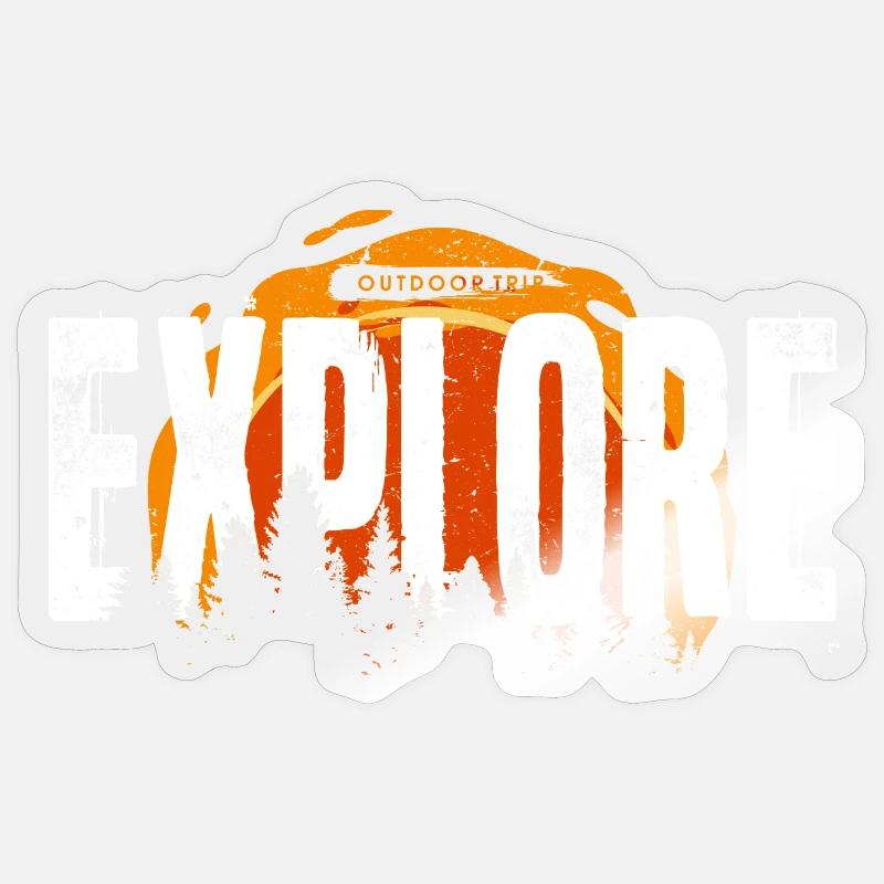 Explorer le lever du soleil en forêt Sticker taille S (10 x 10 cm)