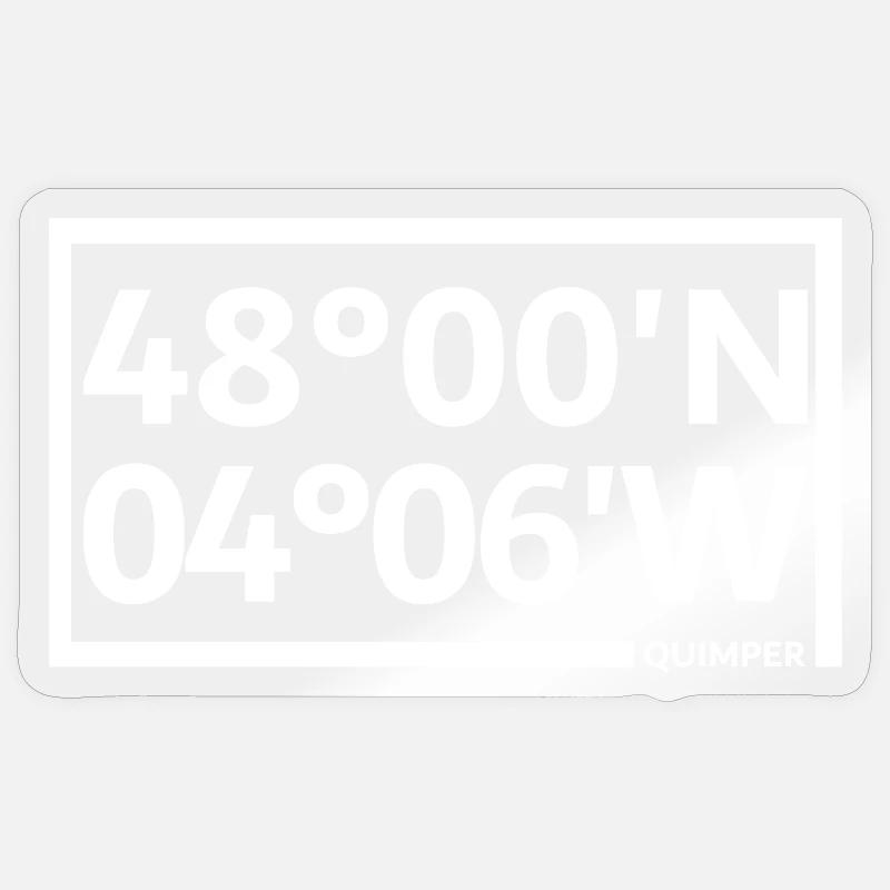Coordonnées de Quimper - Sticker taille S (10 x 10 cm) - brillant transparent