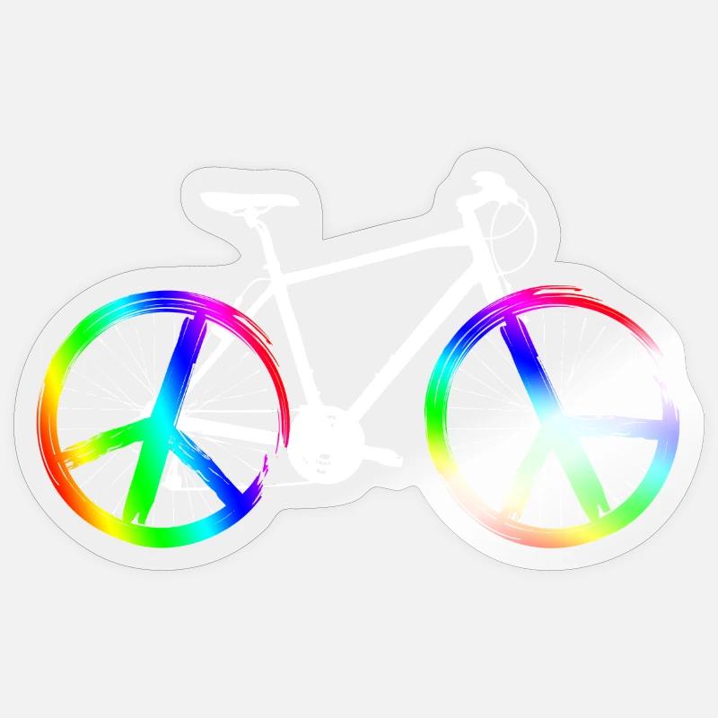 Vélo de la paix - Sticker taille S (10 x 10 cm) - brillant transparent