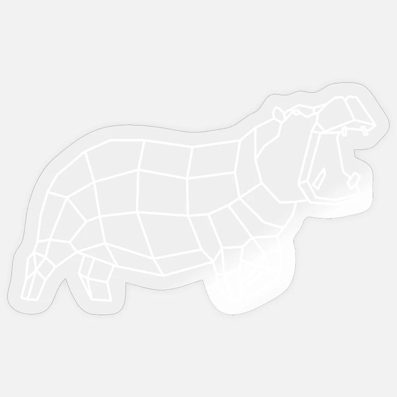 Hippopotame blanc - Sticker taille S (10 x 10 cm) - brillant transparent