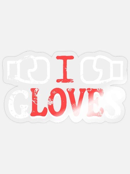 Ich liebe Handschuhe Illustration Design - Sticker Größe S (10 x 10 cm) - Transparent glänzend
