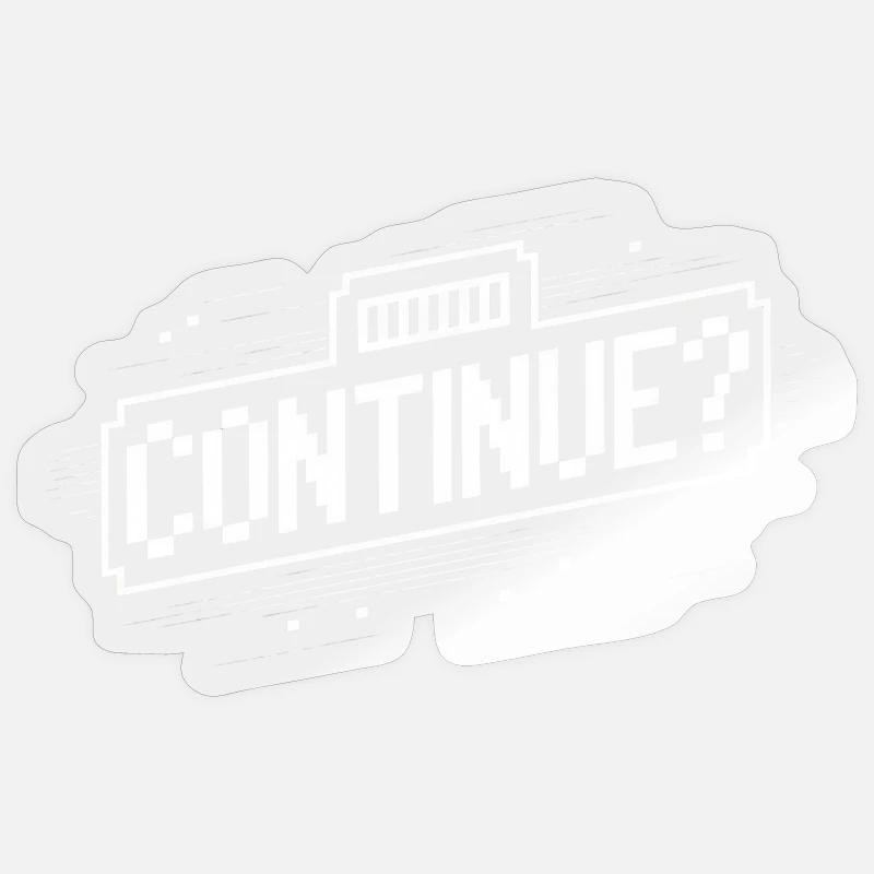 Continue Pixel Retro Gamer Startbildschirm - Sticker Größe S (10 x 10 cm) - Transparent glänzend