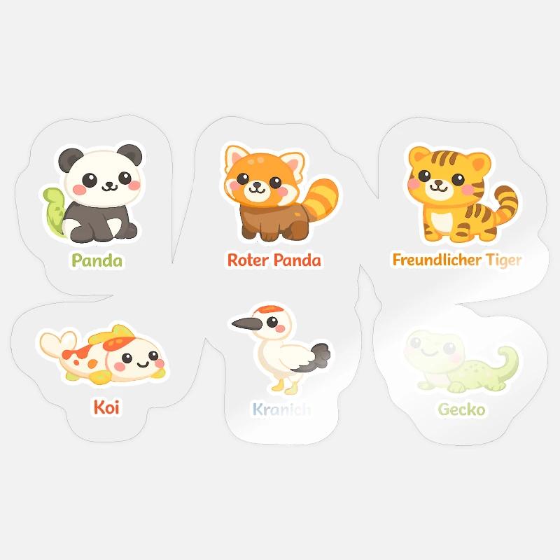 Kuscheltier-Tierfreunde Stickerset - Sticker Größe S (10 x 10 cm) - Transparent glänzend