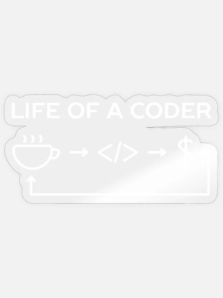 Programmierer-Leben eines Codier-Hemdes - Sticker Größe S (10 x 10 cm) - Transparent glänzend