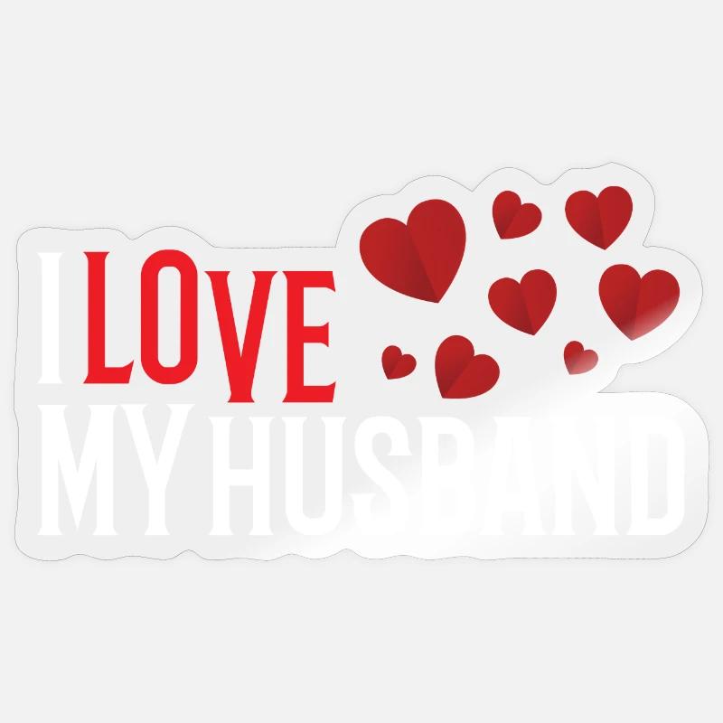J'aime mon mari - Sticker taille S (10 x 10 cm) - brillant transparent