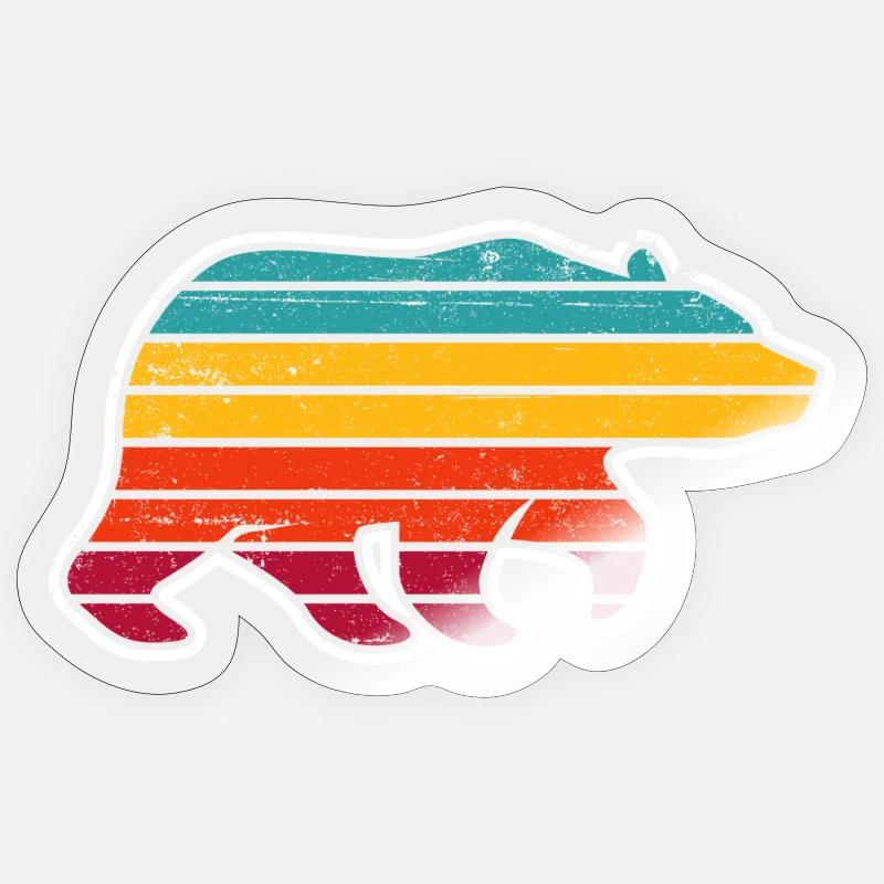 Rainbow Stripe Bear Silhouette - Sticker size S (10 x 10 cm) - transparent glossy