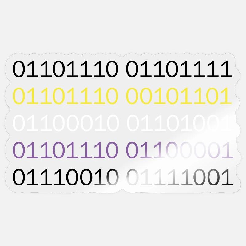 NON-BINARY en code binaire Sticker taille S (10 x 10 cm)