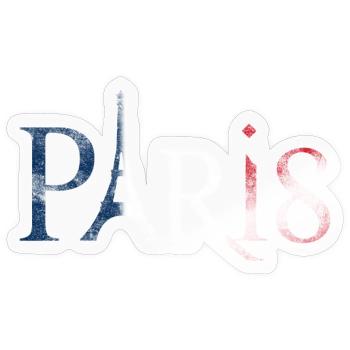 Lettrage Paris Vintage look d’occasion - Sticker taille S (10 x 10 cm) - brillant transparent - Devant
