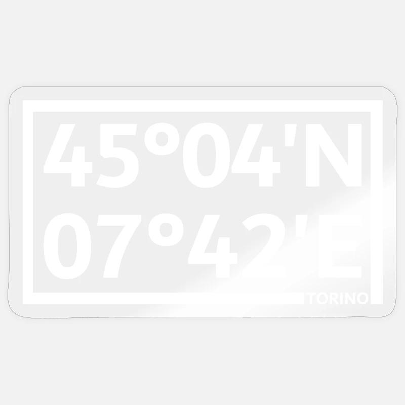 Coordonnées de Turin - Sticker taille S (10 x 10 cm) - brillant transparent